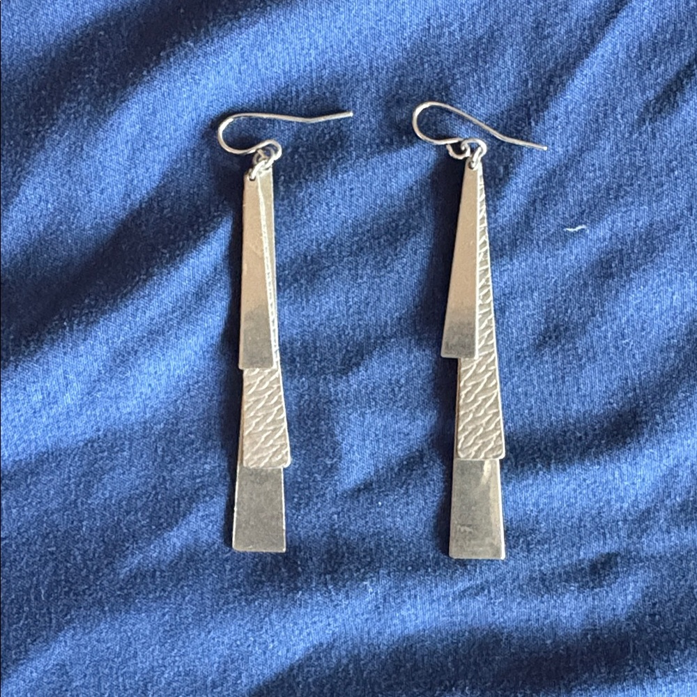 Silver Geometric Dangle Earrings